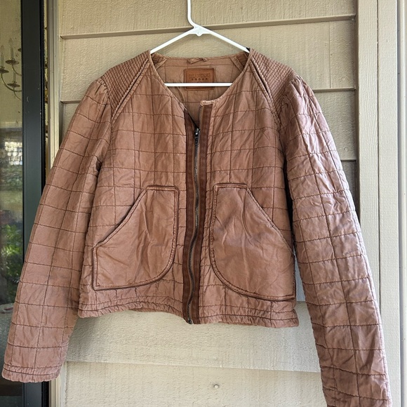Blank nyc jacket cropped quilted milk chocolate tone. Zip front Sz XL - Picture 1 of 5